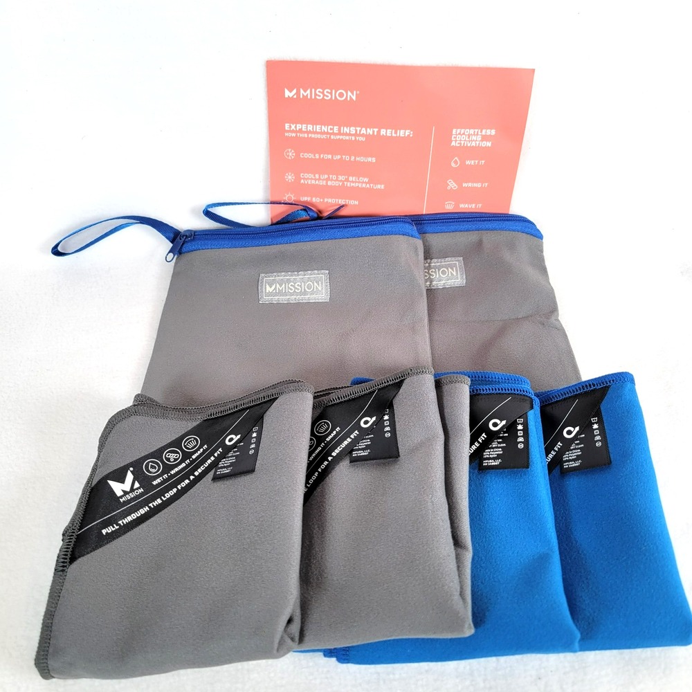 Mission Unisex Cooling Towels Travel Pouches Gym Towel Set Size OS Blue Gray